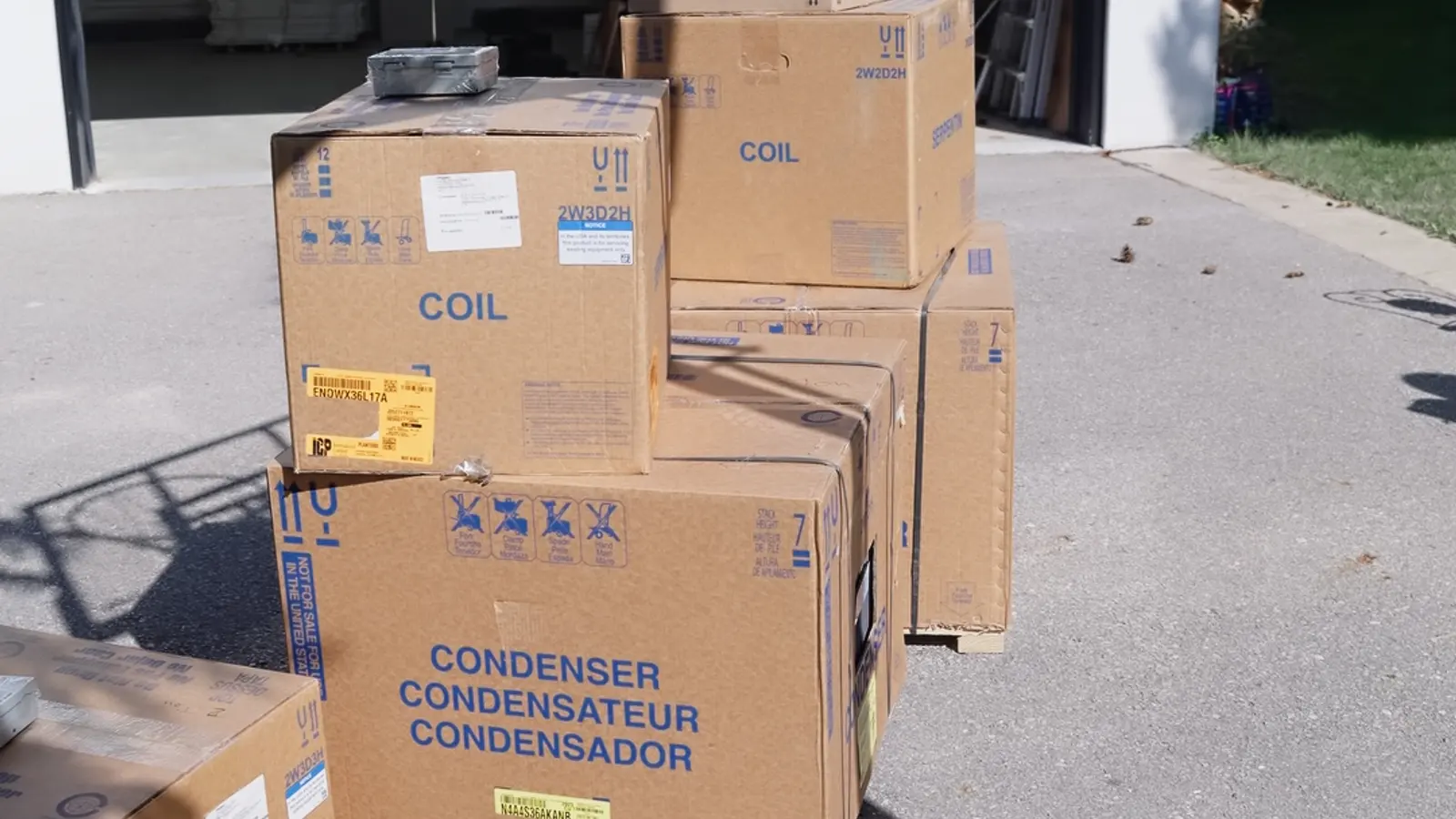 New air conditioning equipment staged for installation day